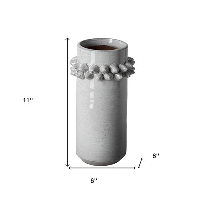 11" Gray Abstract Cylinder Ceramic Table Vase