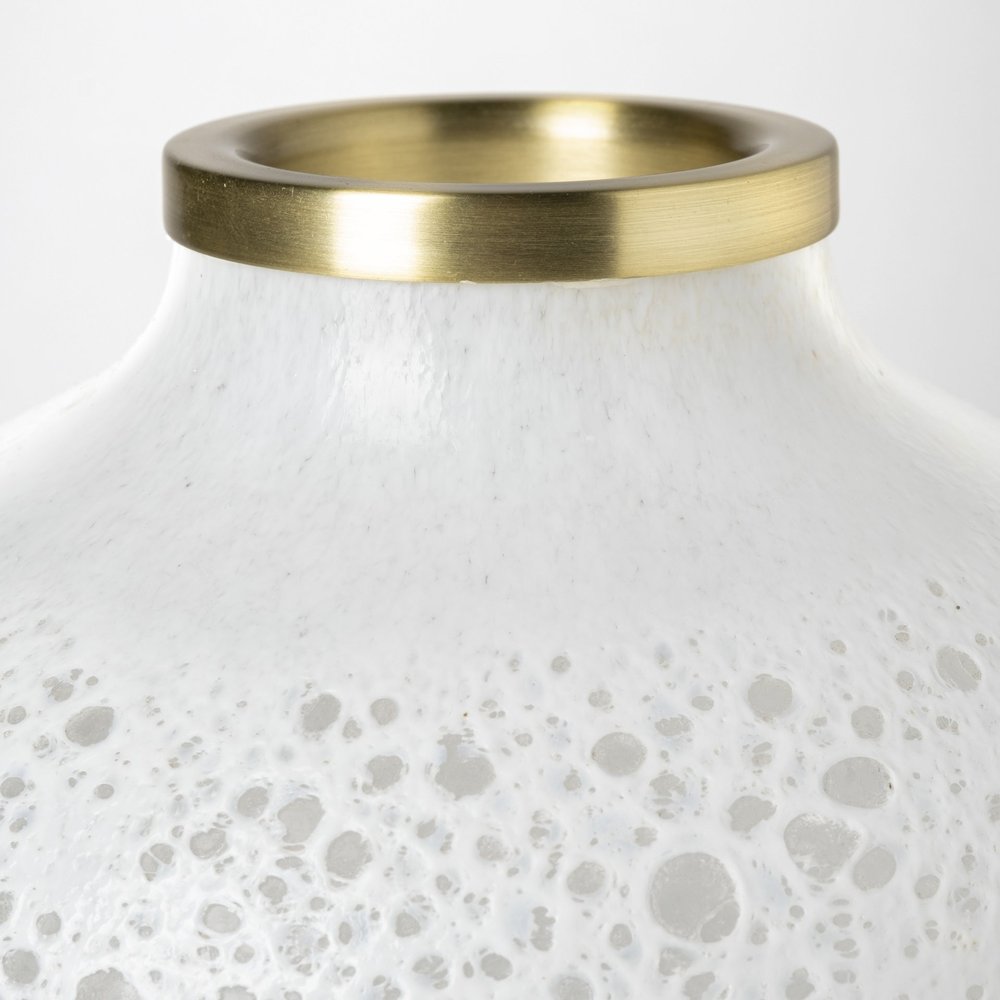 8" White Abstract Cylinder Crystal Glass Table Vase