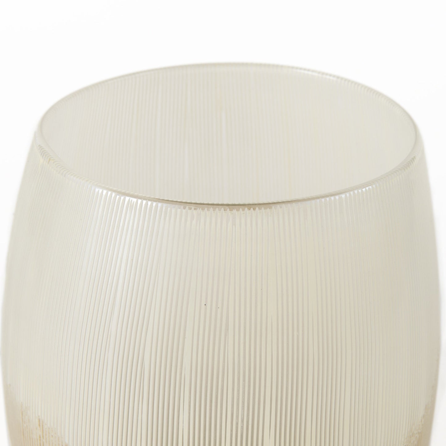 9" Creamy White and Gold Ombre Striped Long Glass Vase