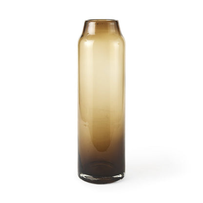 16" Golden Brown Abstract Cylinder Crystal Glass Table Vase