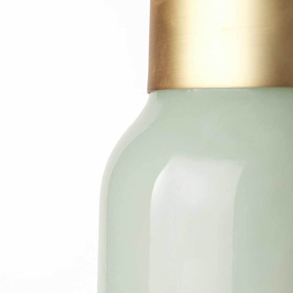 17" Green Abstract Cylinder Crystal Glass Table Vase