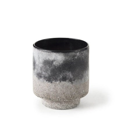 6" Brown And Black Abstract Cylinder Ceramic Table Vase