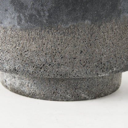 9" Brown And Black Abstract Cylinder Ceramic Table Vase