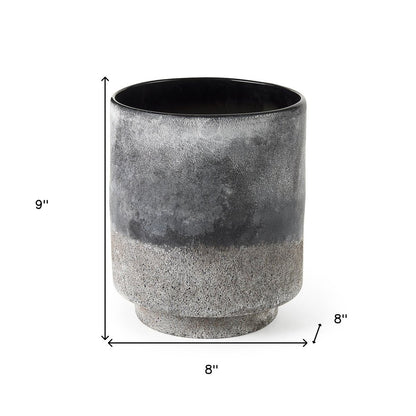 9" Brown And Black Abstract Cylinder Ceramic Table Vase
