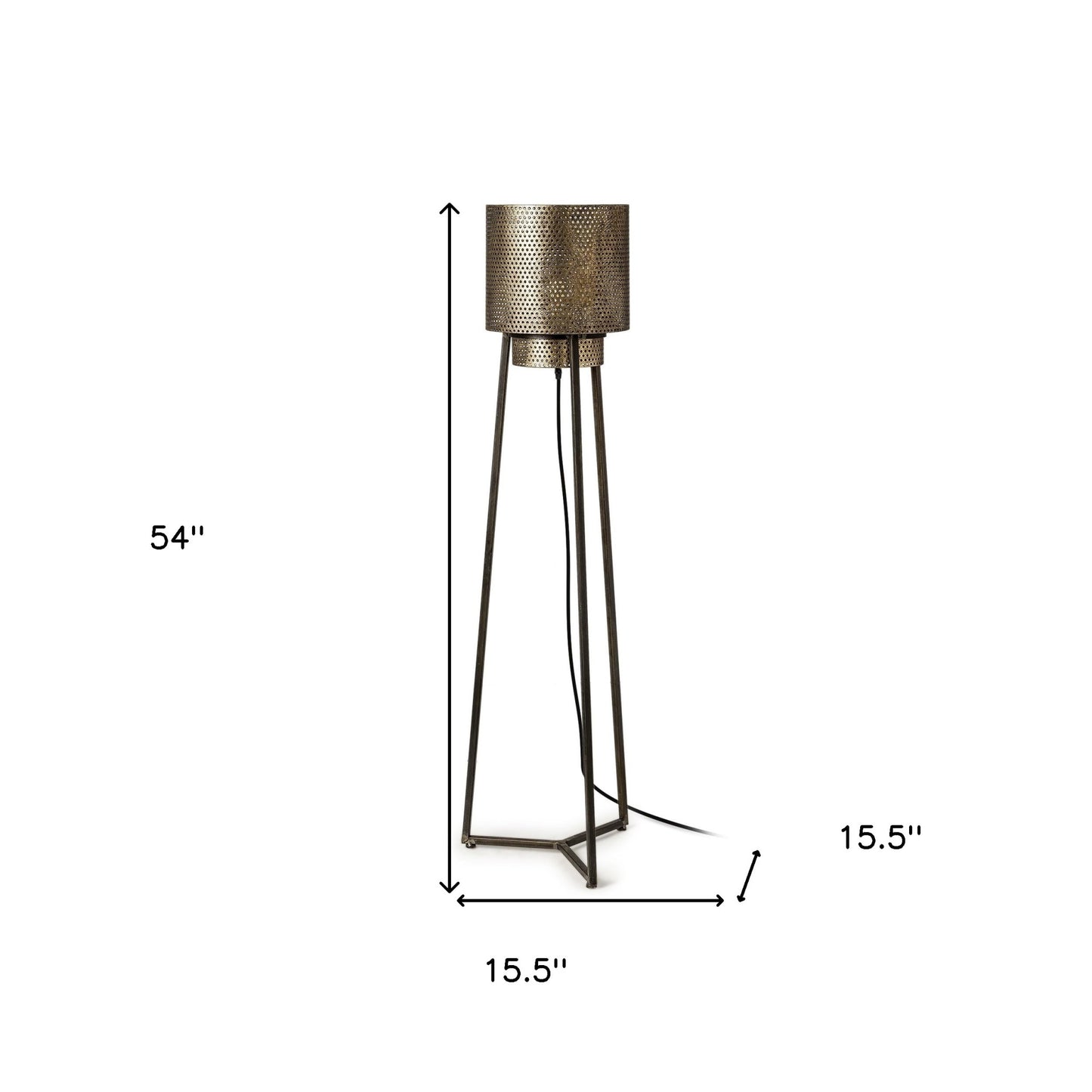 Gold Textured Tripod Floor Lamp