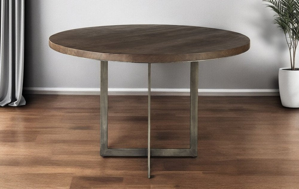 48" Brown And Gray Sled Base Dining Table