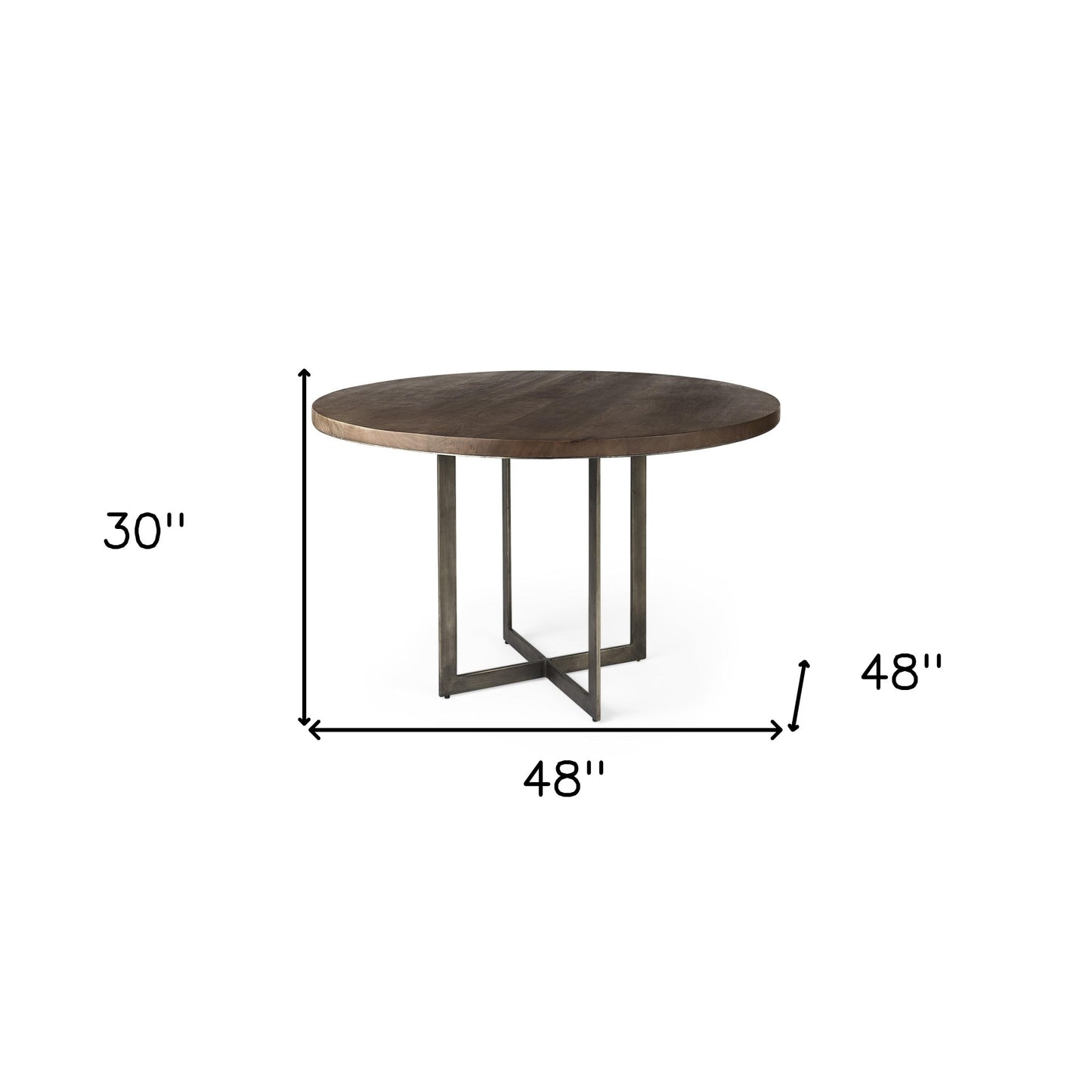 48" Brown And Gray Sled Base Dining Table