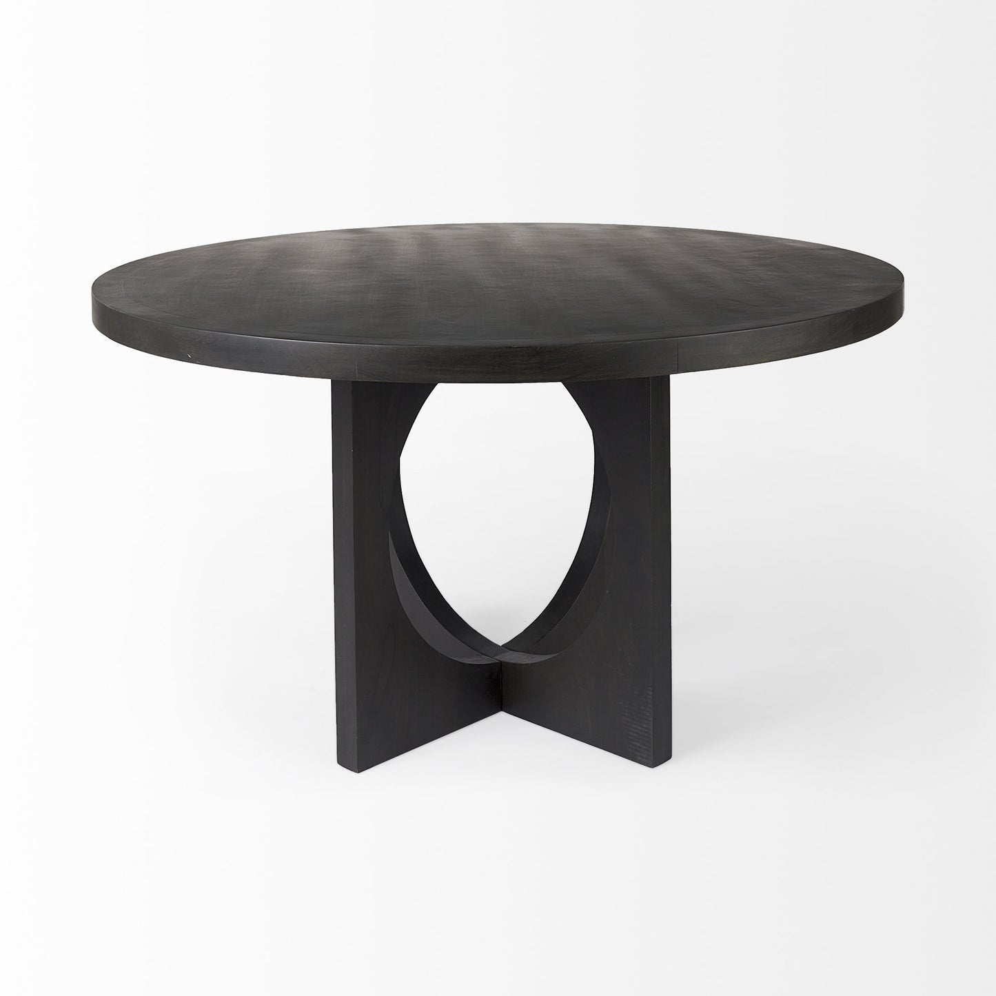 Black Wood Round Geometric Dining Table