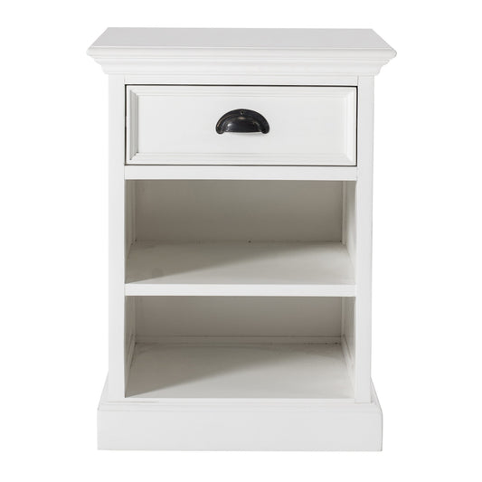 24" Distressed White One Drawer Solid Wood Nightstand