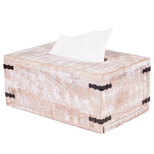 Dark Brown Mango Wood Rectangular Tissue Holder