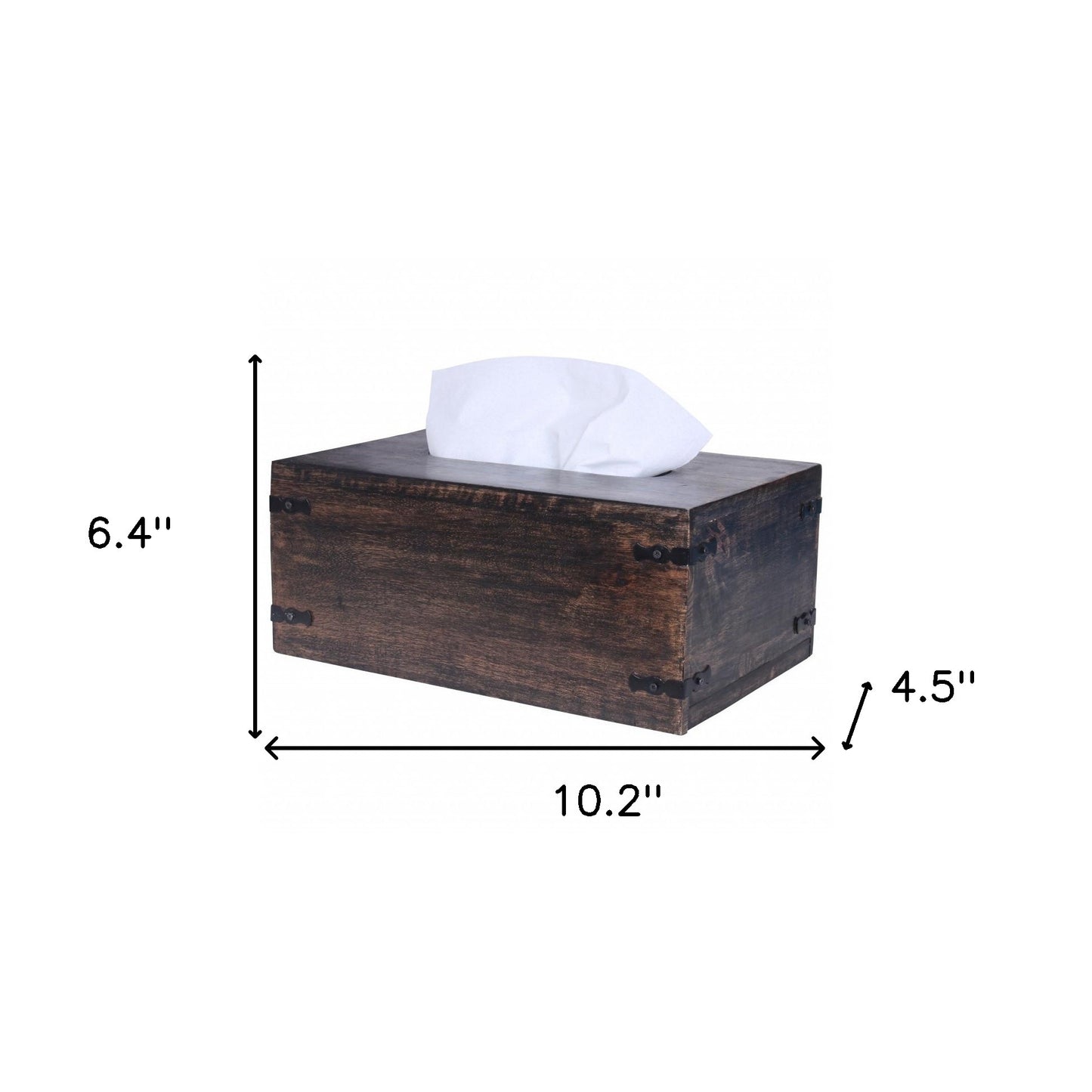 Dark Brown Mango Wood Rectangular Tissue Holder