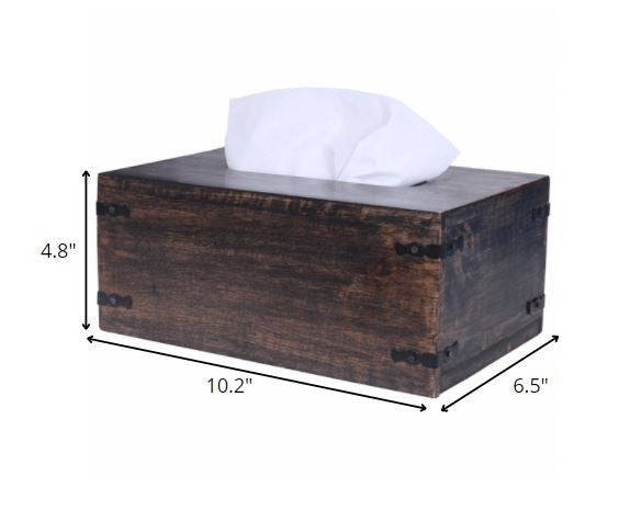 Dark Brown Mango Wood Rectangular Tissue Holder