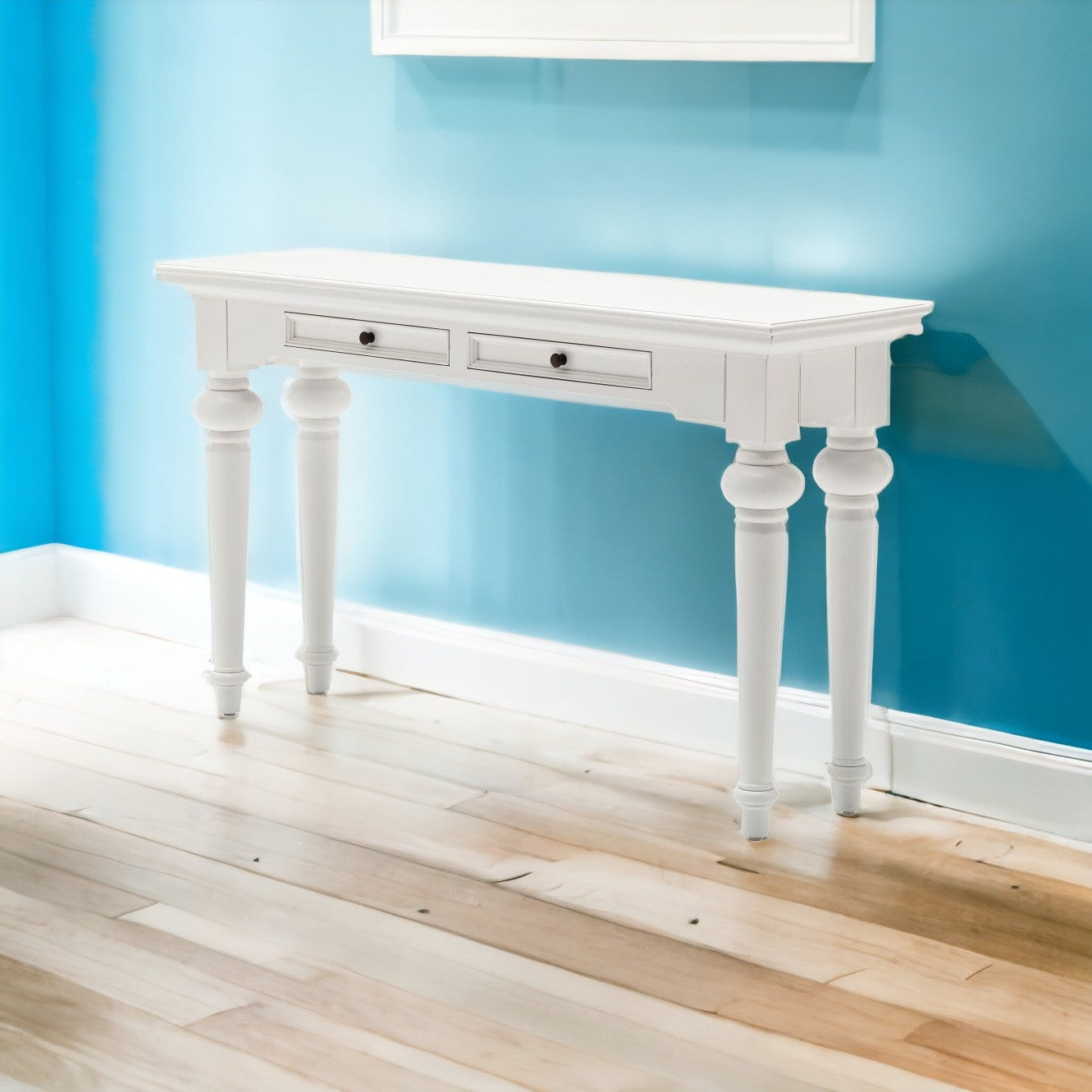 55" White Console Table With Storage
