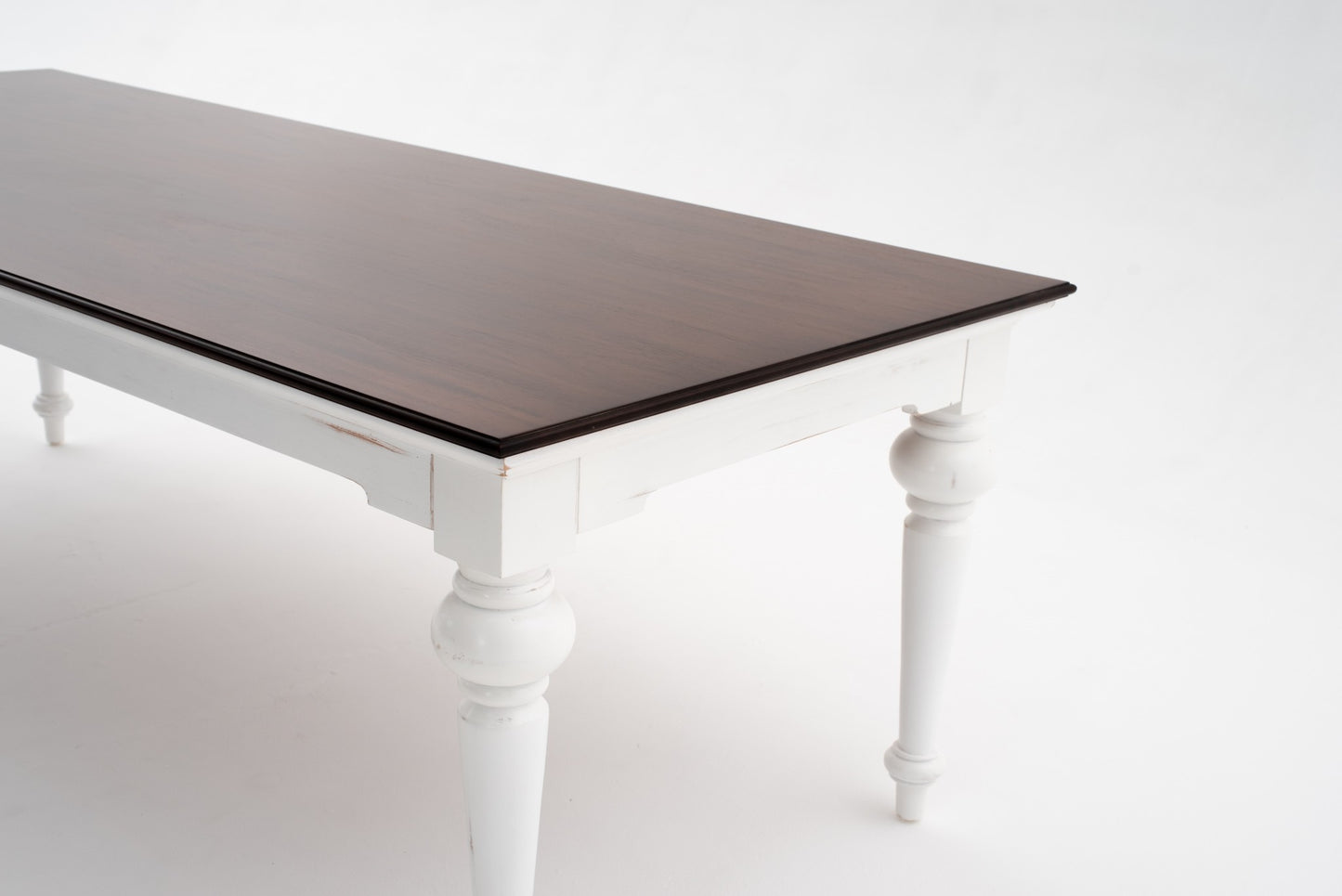 94" Dark Brown And White Solid Wood Dining Table