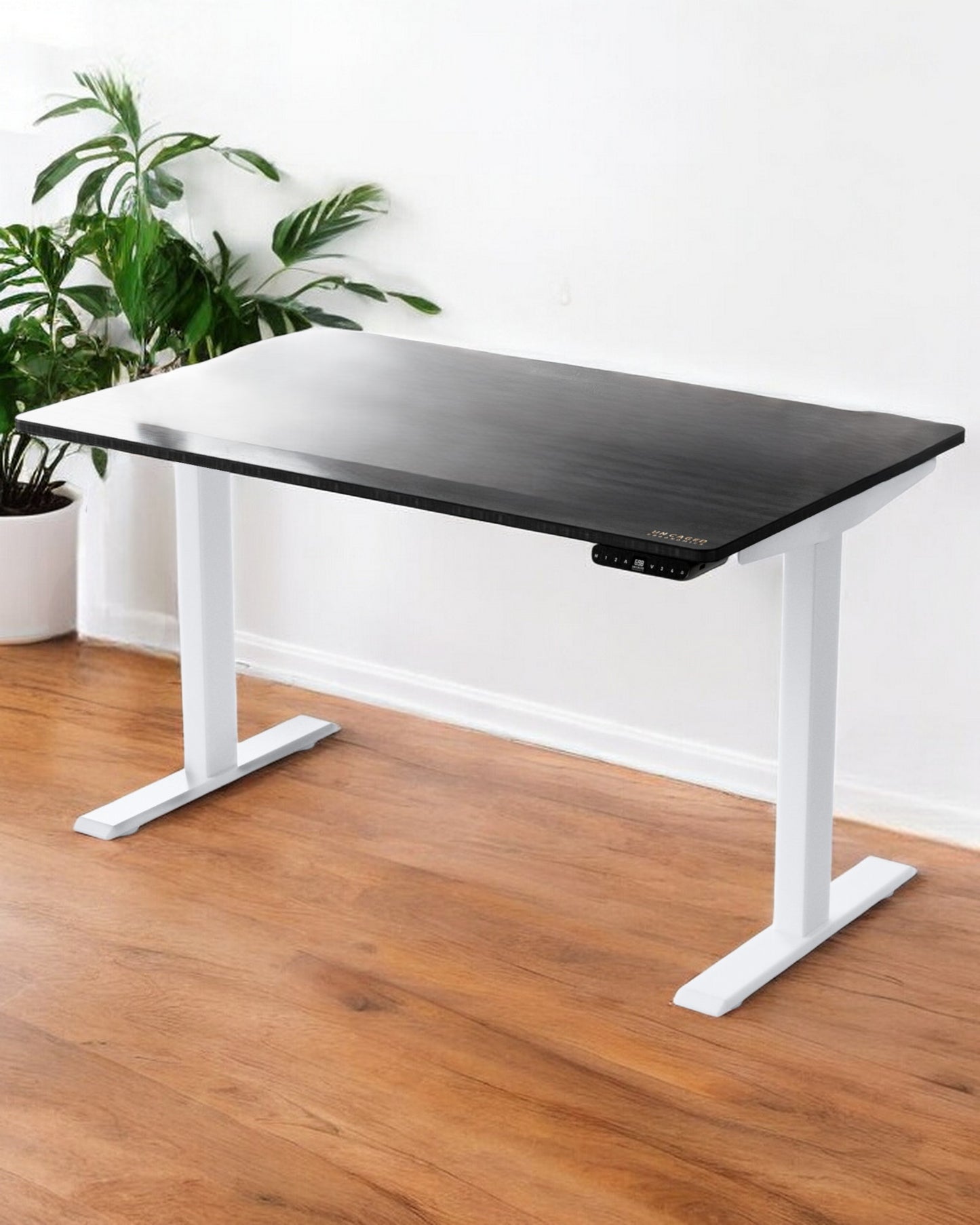 30" Adjustable Black and White Stainless Steel Computer Desk