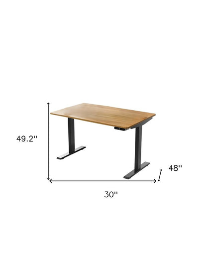 30" Adjustable Brown and Black Stainless Steel Computer Desk