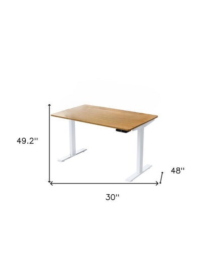 30" Adjustable Brown and White Stainless Steel Computer Desk