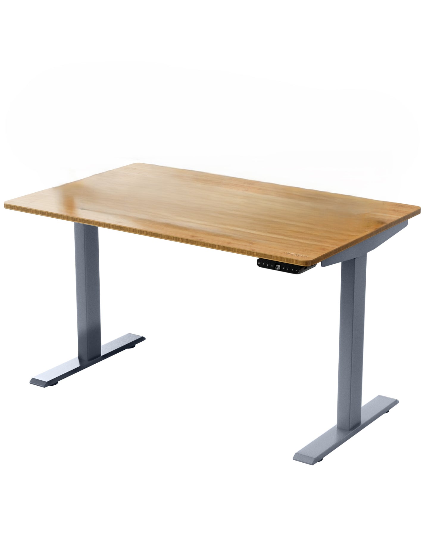 30" Adjustable Brown and Gray Stainless Steel Computer Desk