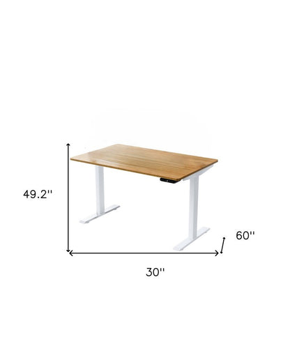 30" Adjustable Brown and White Stainless Steel Computer Desk