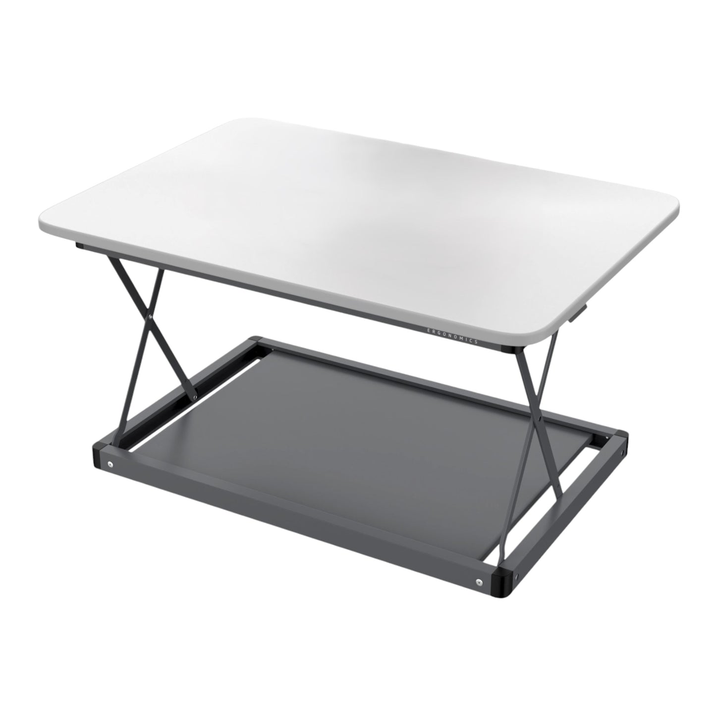 20" Adjustable White and Silver Stainless Steel Standing Desk Converter