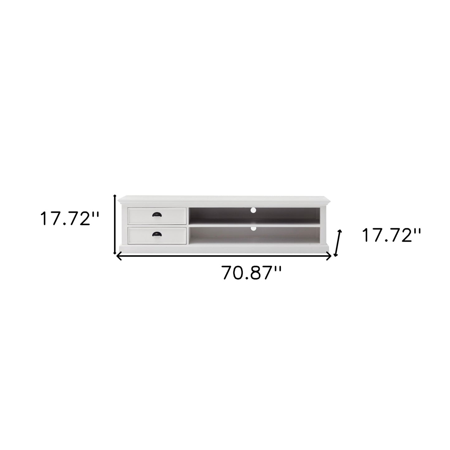 71" Classic White Entertainment Unit with Two Drawers