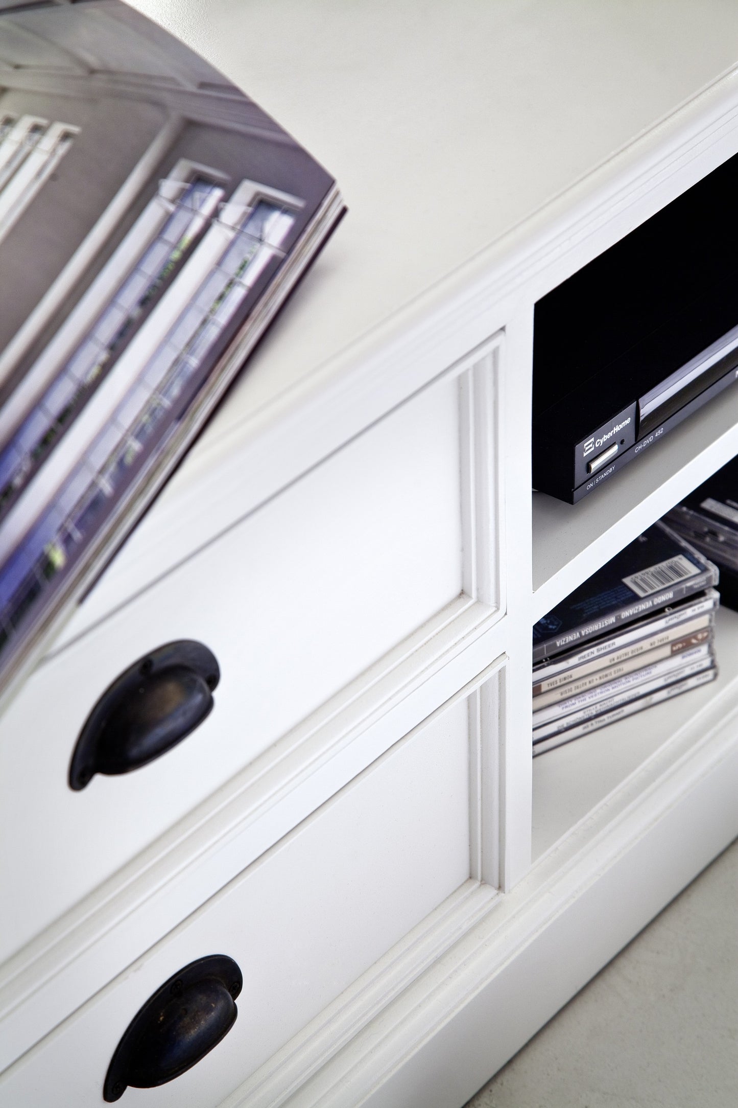 71" Classic White Entertainment Unit with Two Drawers