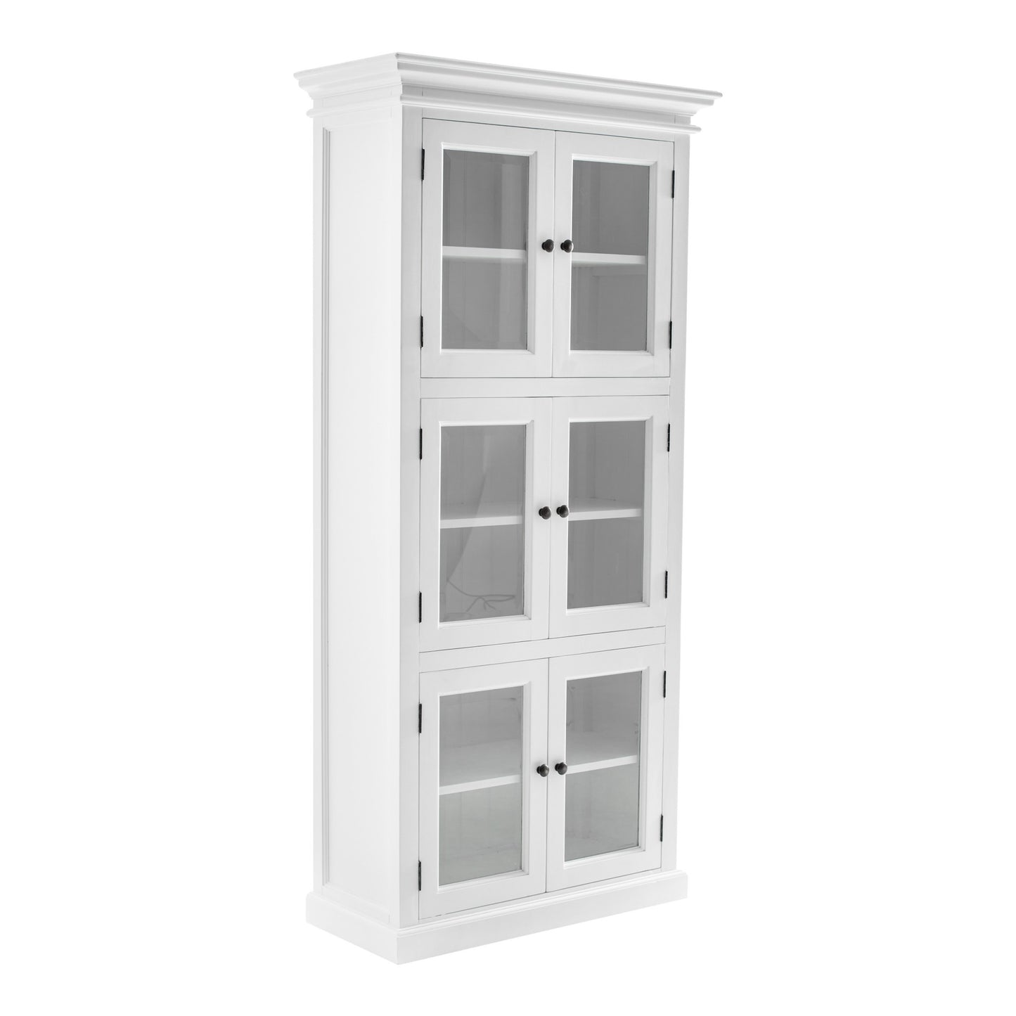 35" White Solid Wood Frame Standard Accent Cabinet With Six Shelves