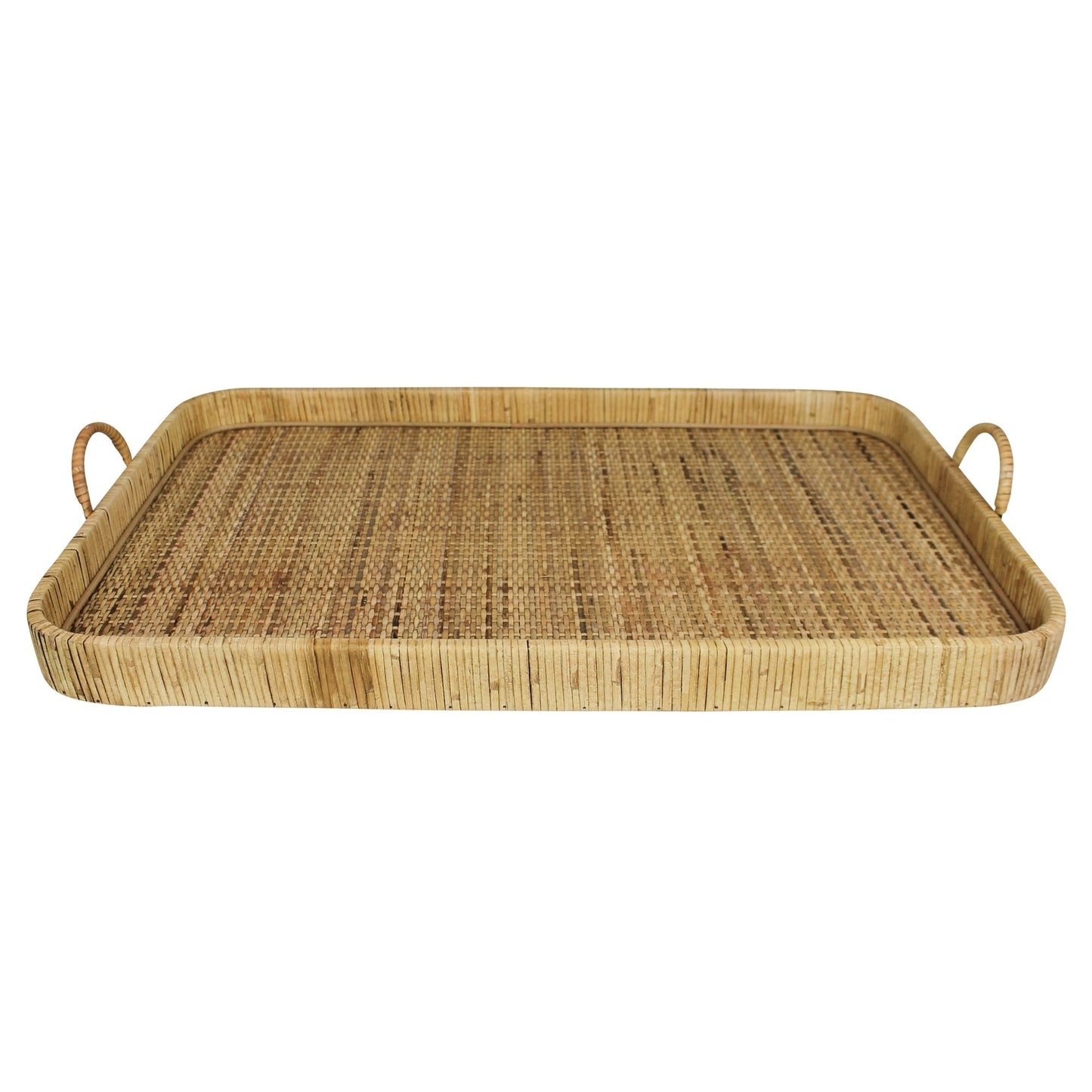 28" Natural Earthenware Indoor Outdoor Tray With Handles