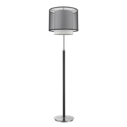 62" Floor Lamp With Black And White Fabric Drum Shade