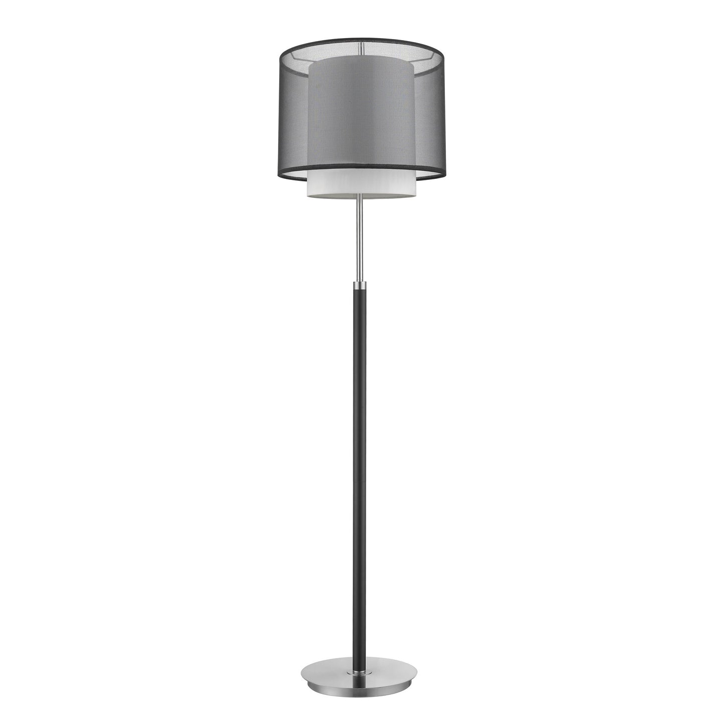 62" Chrome Traditional Shaped Floor Lamp With Black And White Drum Shade