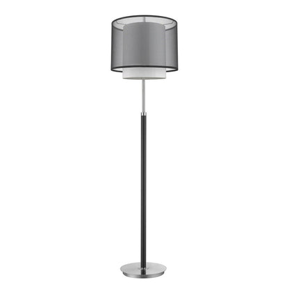62" Floor Lamp With Black And White Fabric Drum Shade