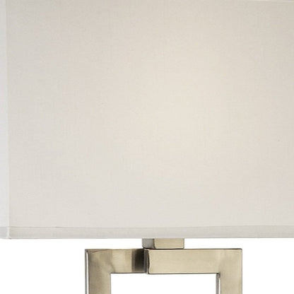 61" Nickel Traditional Shaped Floor Lamp With White Rectangular Shade