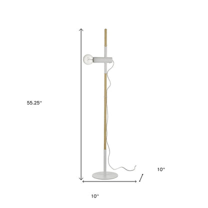 55" Brown And White Reading Floor Lamp