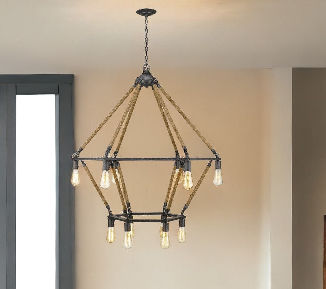 Holden 12-Light Antique Gray Wagon Wheel Chandelier