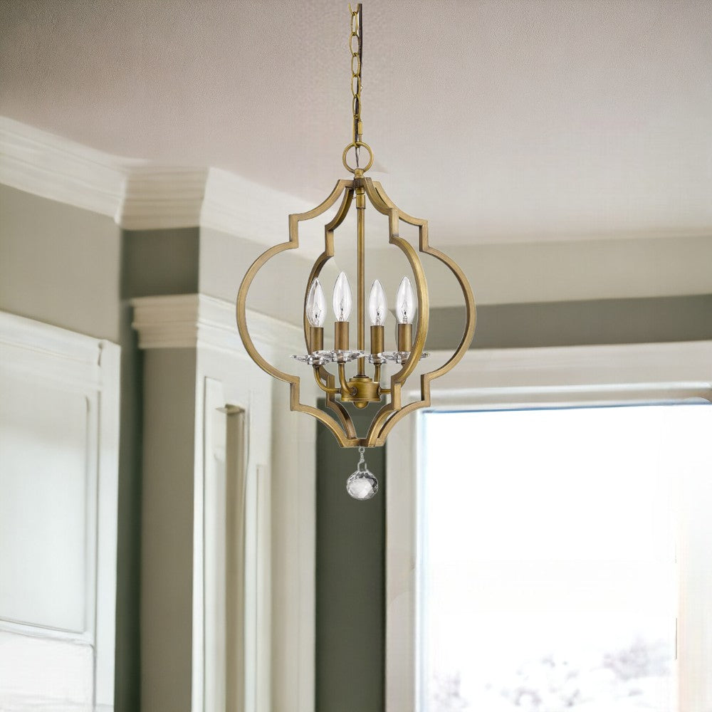 Peyton 4-Light Raw Brass Chandelier With Crystal Accents