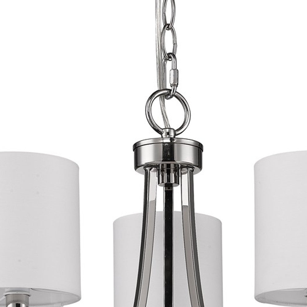 Kara 3-Light Polished Nickel Chandelier With Fabric Shades And Crystal Bobeches