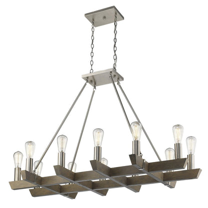 Silver Kitchen Island Twelve Light Metal Dimmable Chandelier