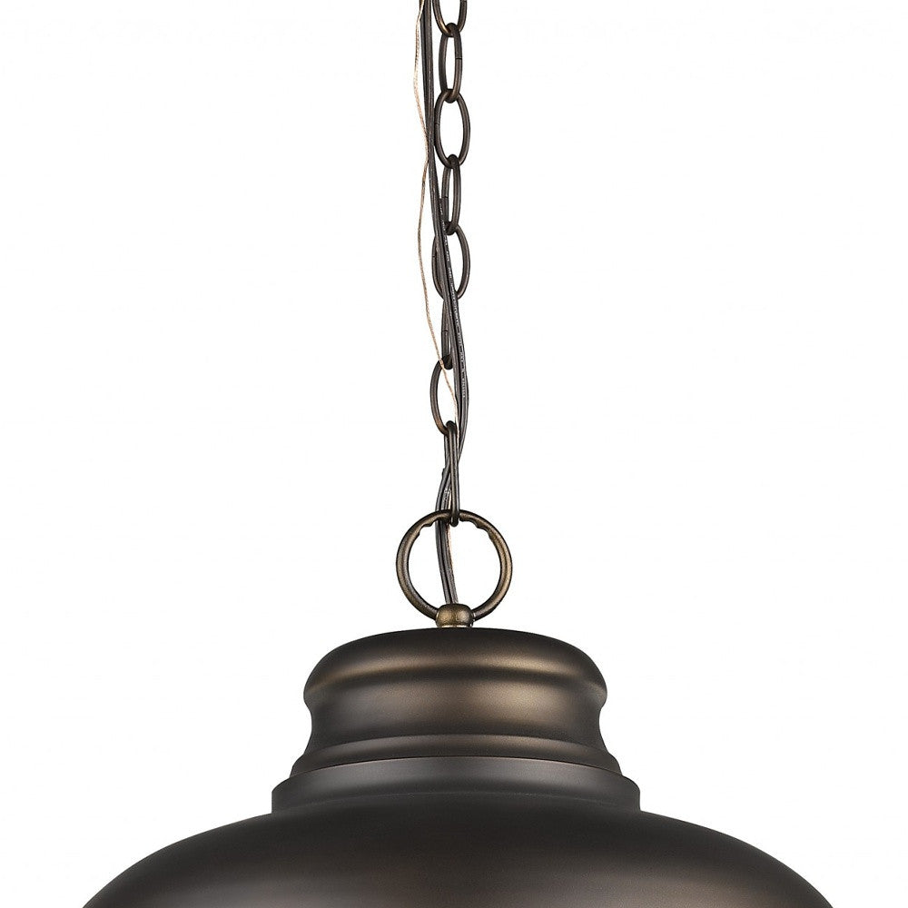 Ansen 1-Light Oil-Rubbed Bronze Pendant With Gloss White Interior Shade