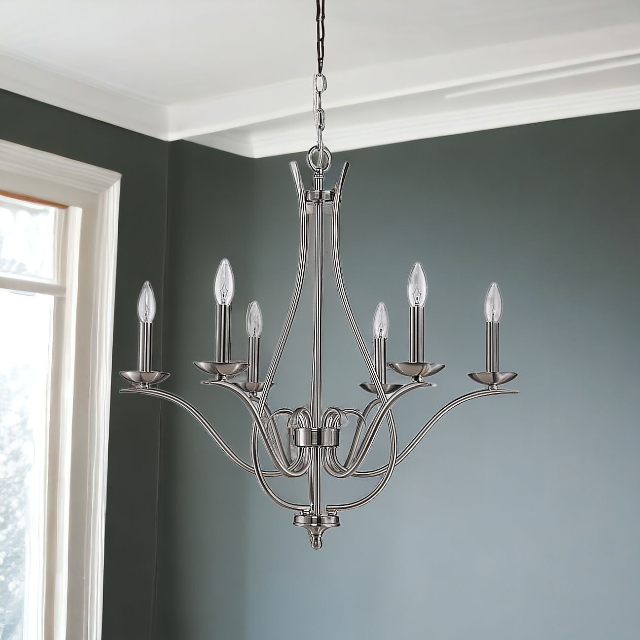 Genevieve 5-Light Satin Nickel Chandelier