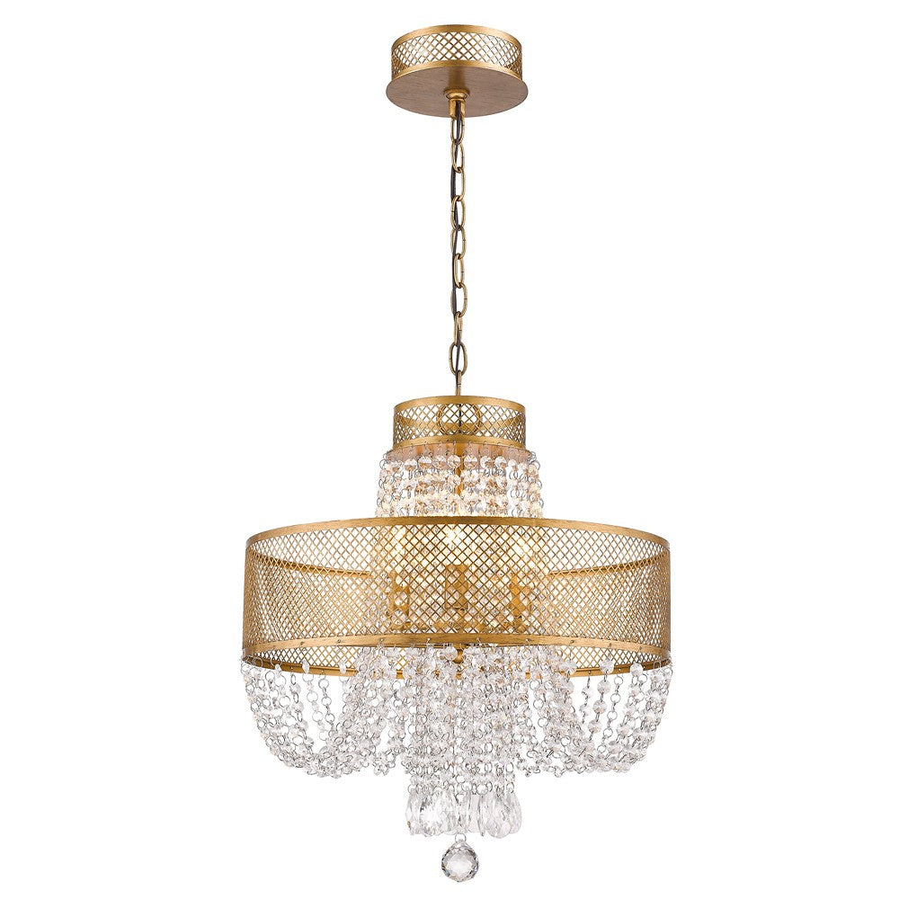 Viola 4-Light Antique Gold Crystal Chandelier