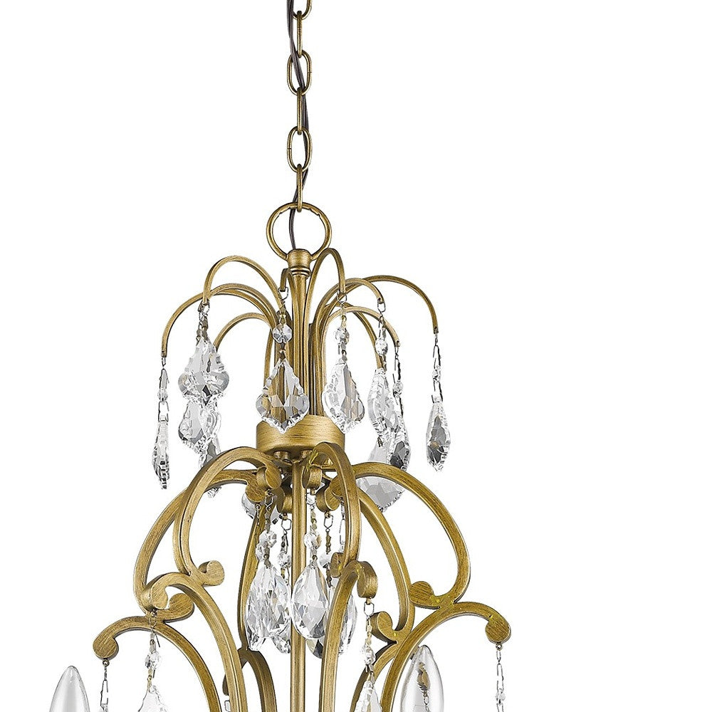 Gold Candle Style Six Light Metal and Crystals Dimmable Chandelier