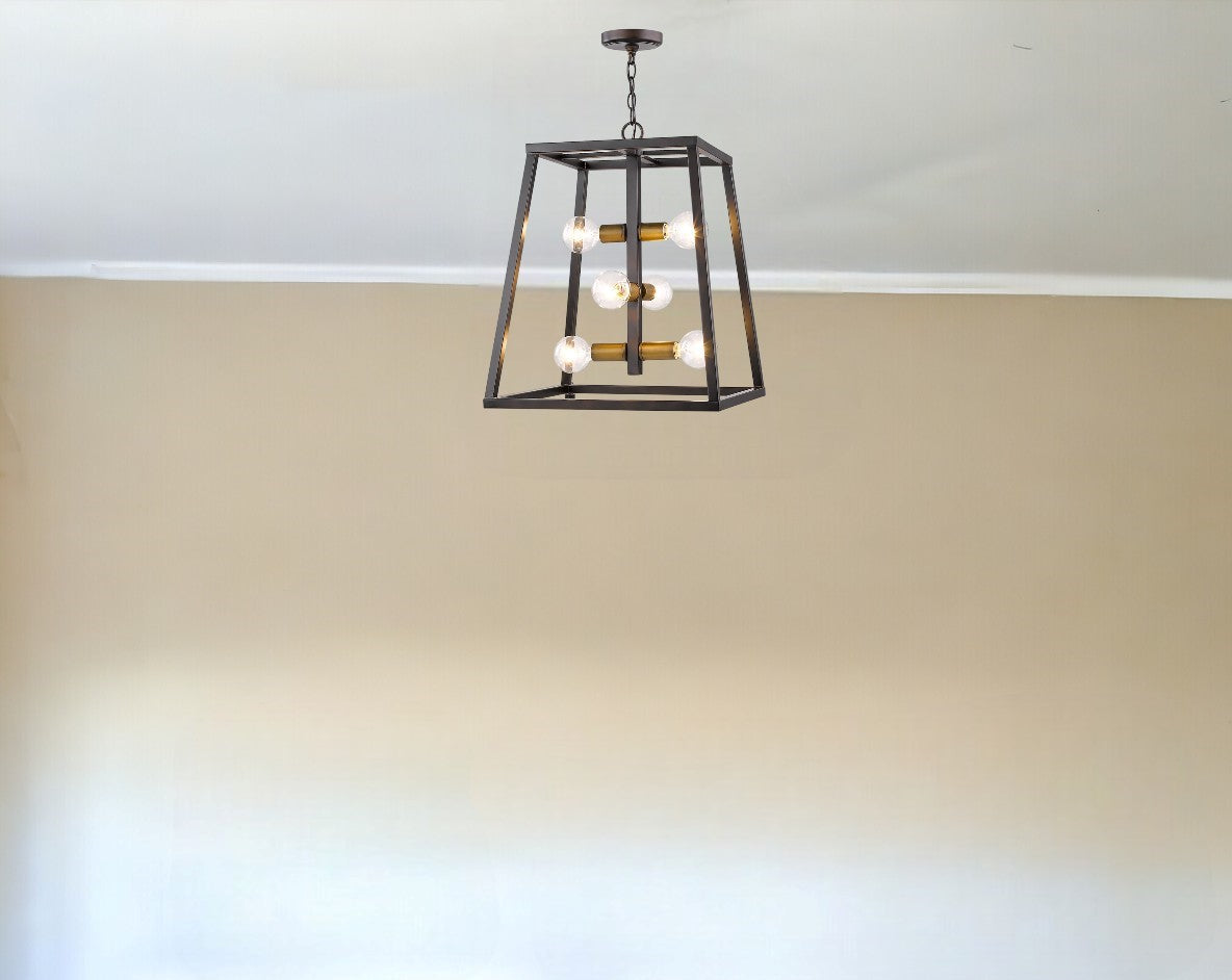 Tiberton 6-Light Oil-Rubbed Bronze Foyer Pendant With Antique Brass Sockets