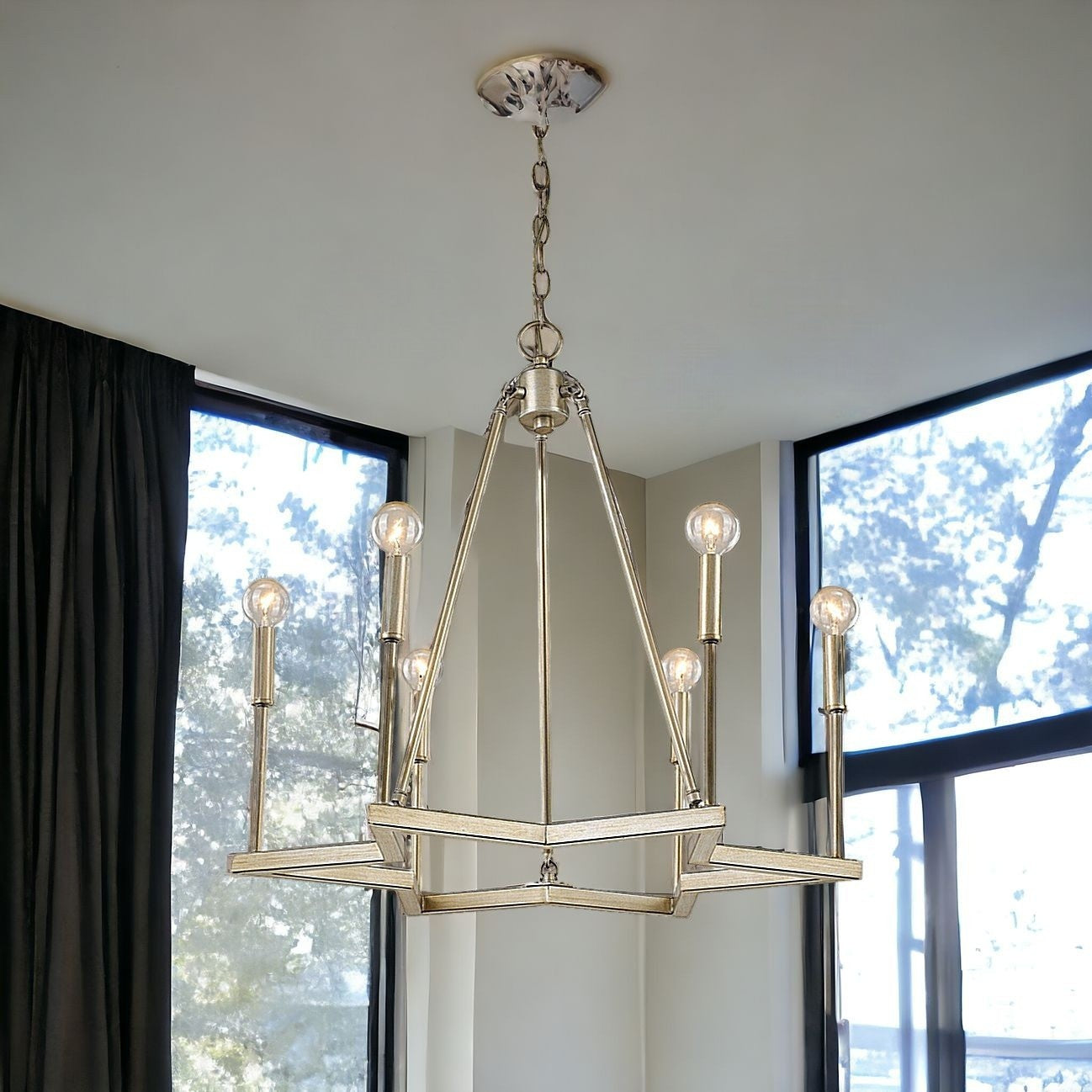 Reagan 6-Light Washed Gold Chandelier