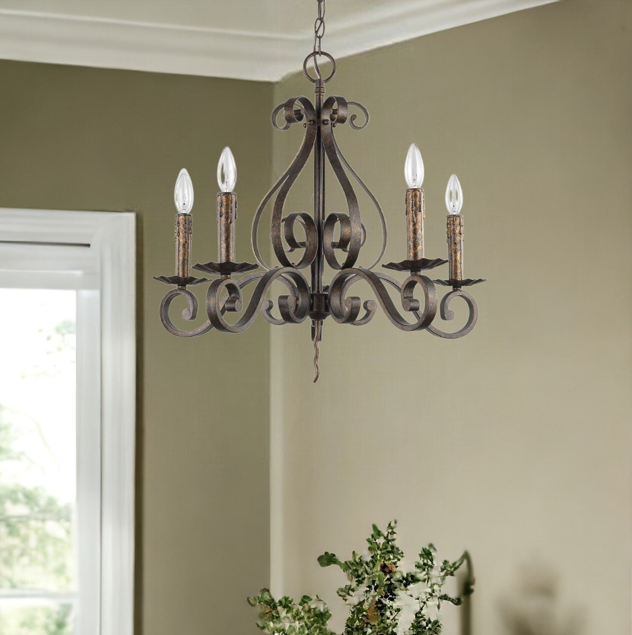 Lydia 5-Light Russet Chandelier With Melted Wax Tapers