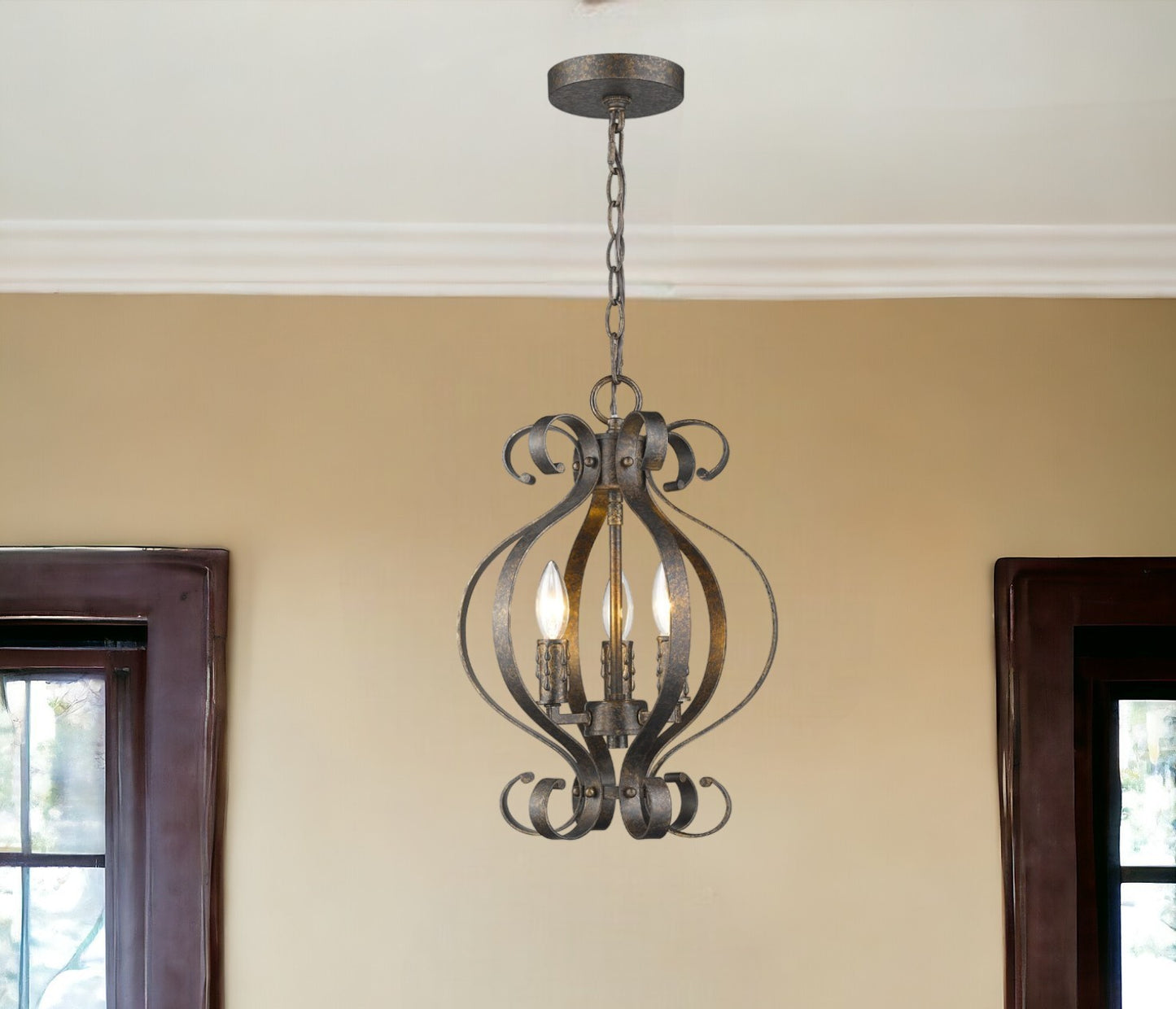 Lydia 3-Light Russet Chandelier With Melted Wax Tapers