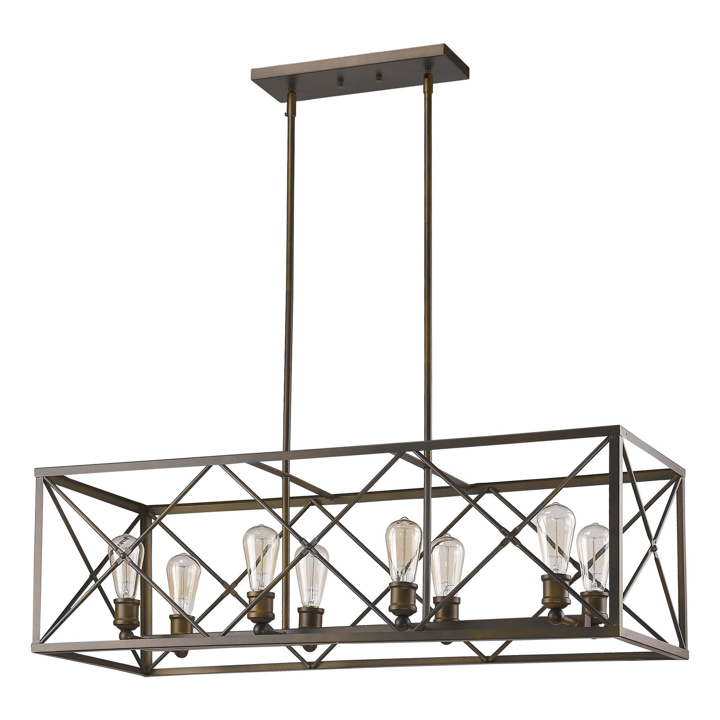 Brooklyn 8-Light Oil-Rubbed Bronze Island Pendant With Metal Framework Shade