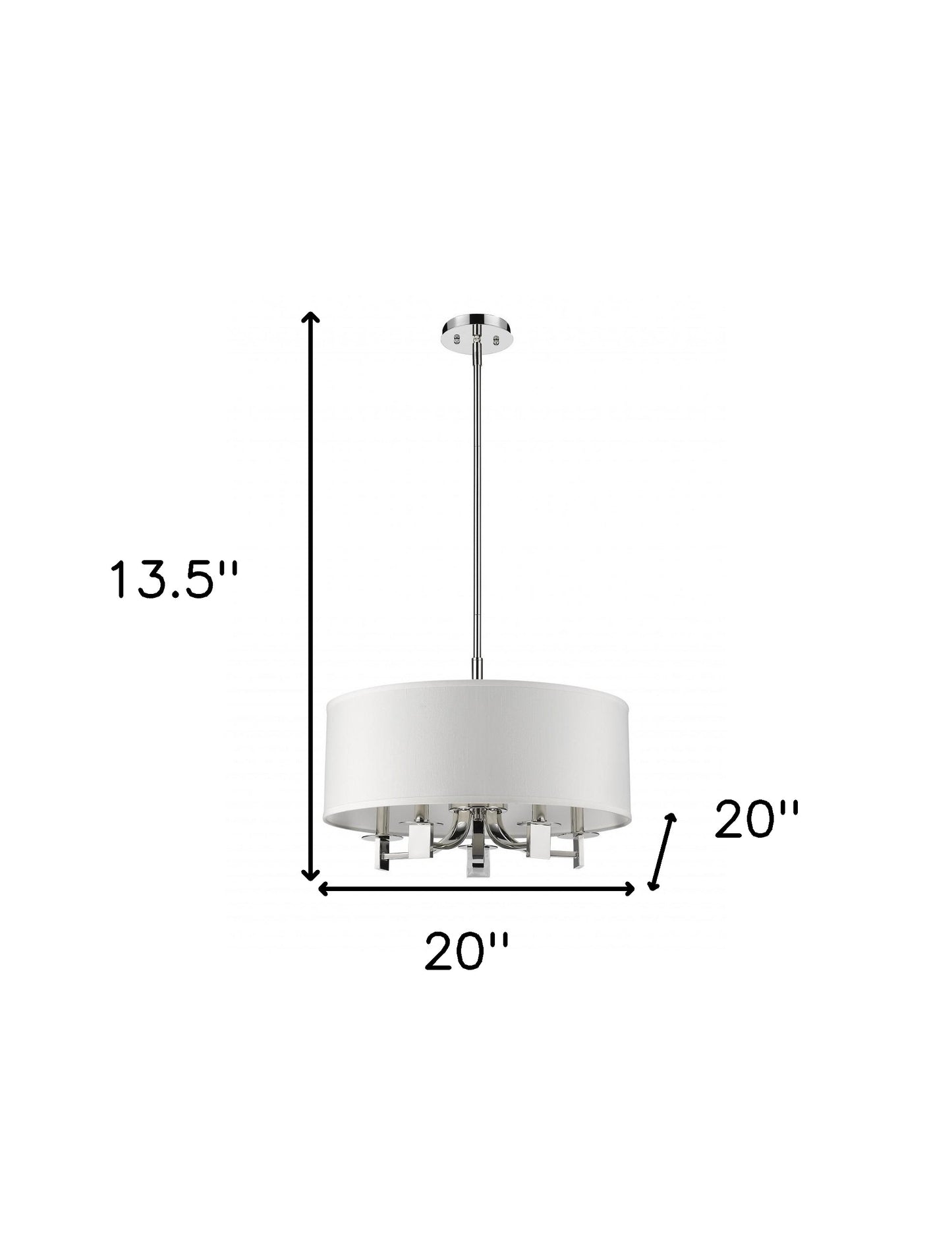 Andrea 5-Light Polished Nickel Drum Pendant With Ivory Hardback Shade