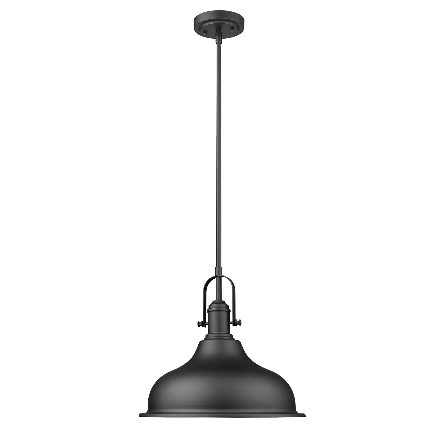 Matte Black Hanging Light with Dome Shade