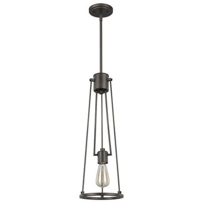 Jade 1-Light Oil-Rubbed Bronze Pendant With Vertical Structural Frames