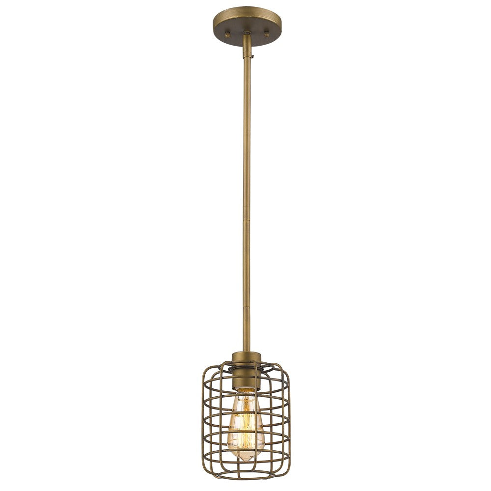 Brushed Gold Metal Cage Hanging Light